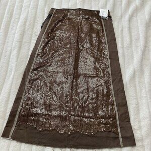 Aquarius Skirt Brown Sequence Skirt With Tie Size M